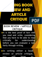 Writing Book Review and Article Critique