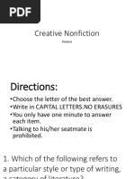 Creative Nonfiction - PRETEST