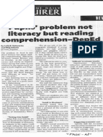 Philippine Daily Inquirer, Feb. 18, 2020, Pupils Problem Not Literacy But Reading Comprehension - DepEd PDF