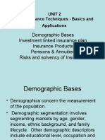 Demographic Bases Investment Linked Insurance Plan Insurance Products Pensions & Annuities Risks and Solvency of Insurance