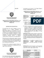 Ordenanza de Reforma Parcial A La Ordenanza Sobre Espectàculos Públicos