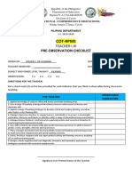 PPST PRE OBSERVATION CHECKLIST Teacher 1 3