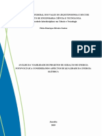 Anásile Da Viabilidade de Projetos de Geração de Energia Fotovoltaica Considerando Aspectos de Qualidade Da Energia Elétrica PDF