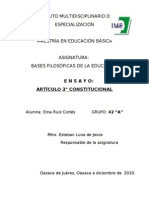 Ensayo Del Articulo Tercero Constitucional