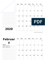 2020 Monthly Calendar Template With Notes 03