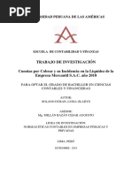 Cuentas Por Cobrar y Su Incidencia en La Liquidez de La Empresa Mercantil S.A.C. Año 2018