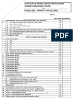 Proforma For Calculation of Income Tax For Tax Deduction