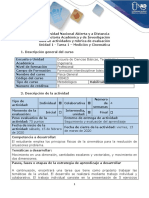 Guía de Actividades y Rúbrica de Evaluación - Tarea 1 - Medición y Cinemática