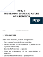 TOPIC 1 Meaning, Nature and Scope of Supervision