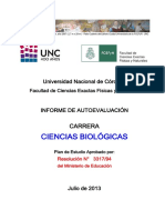 Informe Autoevaluacion CIENCIAS BIOLOGICAS FCEFyN UNC