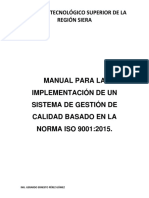 Manual para La Elaboración de Un Sistema de Gestión de Calidad Basado en La Norma Iso 9001