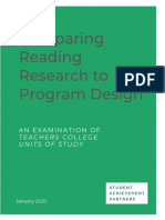 Comparing Reading Research To Program Design An Examination of Teachers College Units of Study Final