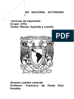 Técnicas de Expresión. Tarea: Fabula, Leyenda y Cuento