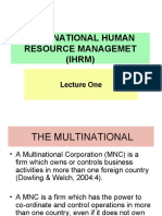 International Human Resource Managemet (IHRM) : Lecture One