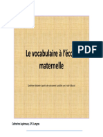 Le Vocabulaire A Ecole Maternelle