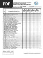 Cuadro de Registro de Evaluaciones Bimestrales 2020