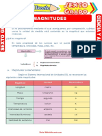 Magnitudes para Sexto Grado de Primaria