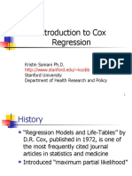 Introduction To Cox Regression: Kristin Sainani Ph.D. Stanford University Department of Health Research and Policy