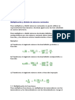 Multiplicación y División de Números Racionales