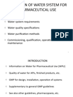 Validation of Water System For Pharmaceutical Use