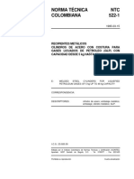 NTC 522-1 RECIPIENTES METÁLICOS CILINDROS DE ACERO CON COSTURA PARA GASES LICUADOS DE PETRÓLEO (GLP) CON CAPACIDAD DESDE 5 KG HASTA 46 KG