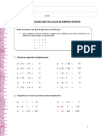 Multiplicación de Números Enteros