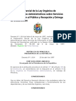 Reglamento Parcial de La Ley Orgánica de Procedimientos Administrativos Sobre Servicios de Información Al Público y Recepción y Entrega de Documentos