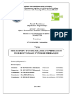 Mise en Point D Un Programme D Optimisation Pour Le Stockage D Énergie Thermique