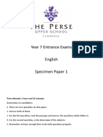 The Perse School 11 Plus English Specimen Paper 1