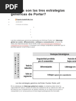 Cuáles Son Las Tres Estrategias Genéricas de Porter