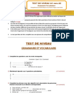 Test de Niveau A1 Vers A2