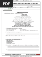 CBSE Class 4 English Revision Worksheet (44) - Comprehension and Grammar