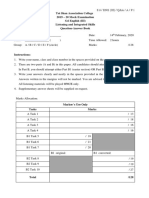 Toi Shan Association College 2019 - 20 Mock Examination S.6 English (III) Listening and Integrated Skills Question-Answer Book