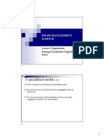 A Spreadsheet Model: em 602 Management Science