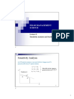 Sensitivity Analysis: em 602 Management Science