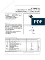 STP40NF10L: N-CHANNEL 100V - 0.028 - 40A TO-220 Low Gate Charge Stripfet™ Power Mosfet