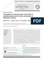 Accumulation of Selected Metals in The Fruits of Medicinal Plants Grown in Urban Environment of Islamabad, Pakistan