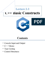 Lecture 2-3: C++ Basic Constructs