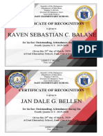 Raven Sebastian C. Balane: Certificate of Recognition