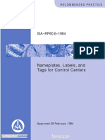 Nameplates, Labels, and Tags For Control Centers: ISA-RP60.6-1984