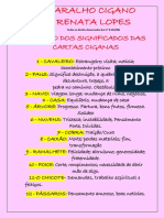 RESUMO DOS SIGNIFICADOS DAS CARTAS CIGANAS - Setembro 2018