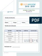 Examen Trimestral Quinto Grado Bloque III 2018-2019