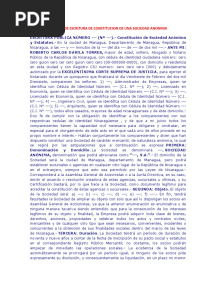 Modelo de Escritura de Constitucion de Una Sociedad Anonima