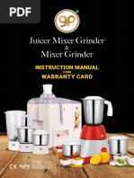 Juicer Mixer Grinder Mixer Grinder: Instruction Manual Warranty Card