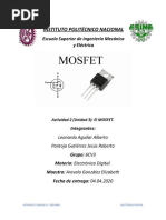 Electrónica Digital. Actividad 2 (Unidad 3) Mosfet.