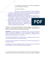 CUESTIONES TEMA 11 - EL DINERO, LOS BANCOS Y LA POLÍTICA MONETARIA (Estudia El Tema y Responde A Las Siguientes Cuestiones)