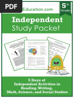 Independent Study Packet 5th Grade Week 1