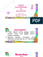 Major Philosophies IN Education: Marina G. Servan