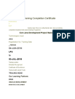 US Training Completion Certificate: 04-JUN-2018 To