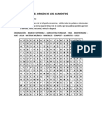 Sopa de Letras El Origen de Los Alimentos